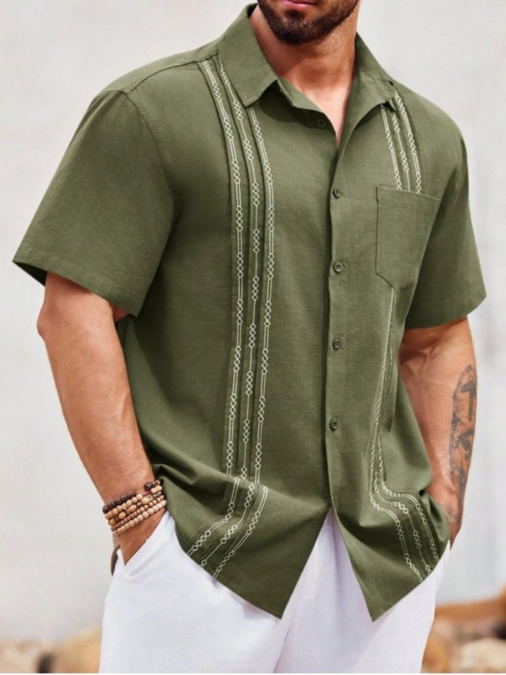 Imily Bela Men's Linen XXL Short Sleeve Cuban Guayabera Shirt New NWT